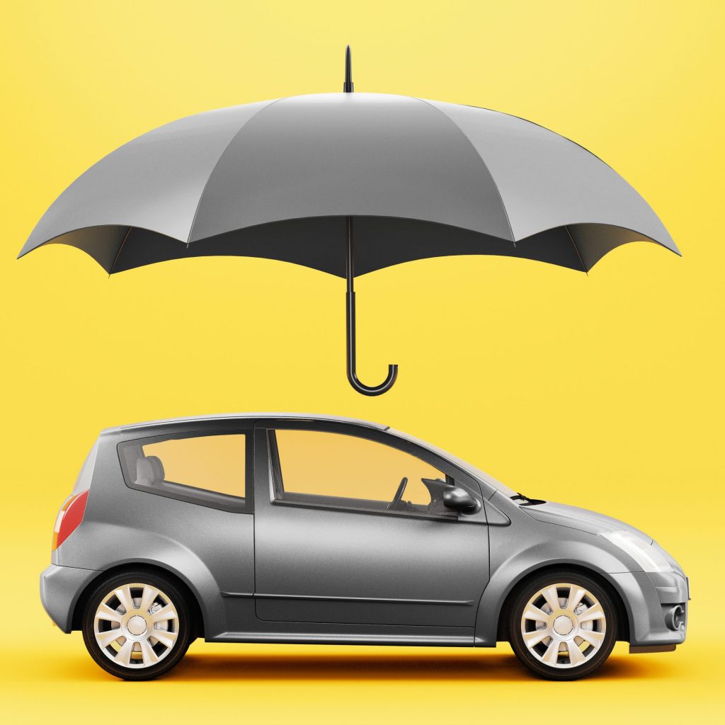 Car and umbrella, insurance concept